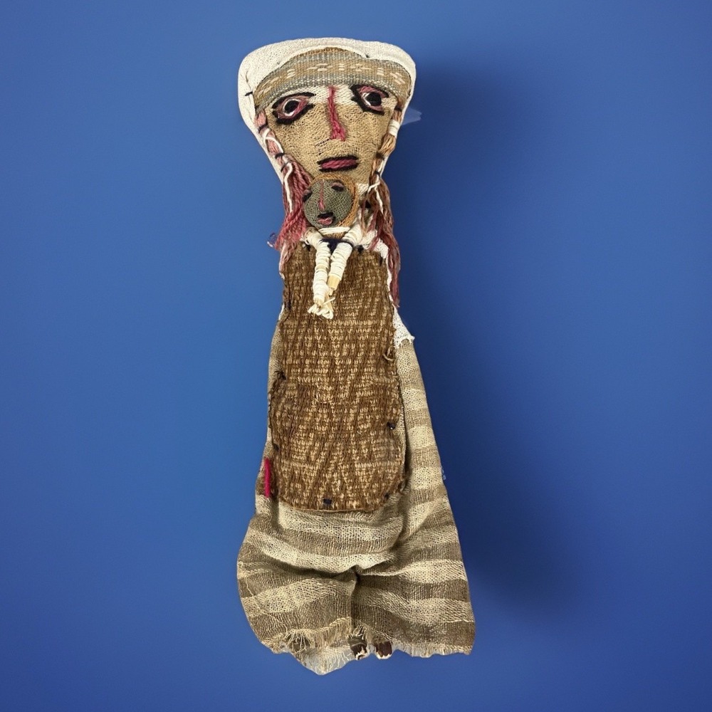 Vintage Peruvian Peru Chancay Burial Textile Doll Woman with Child